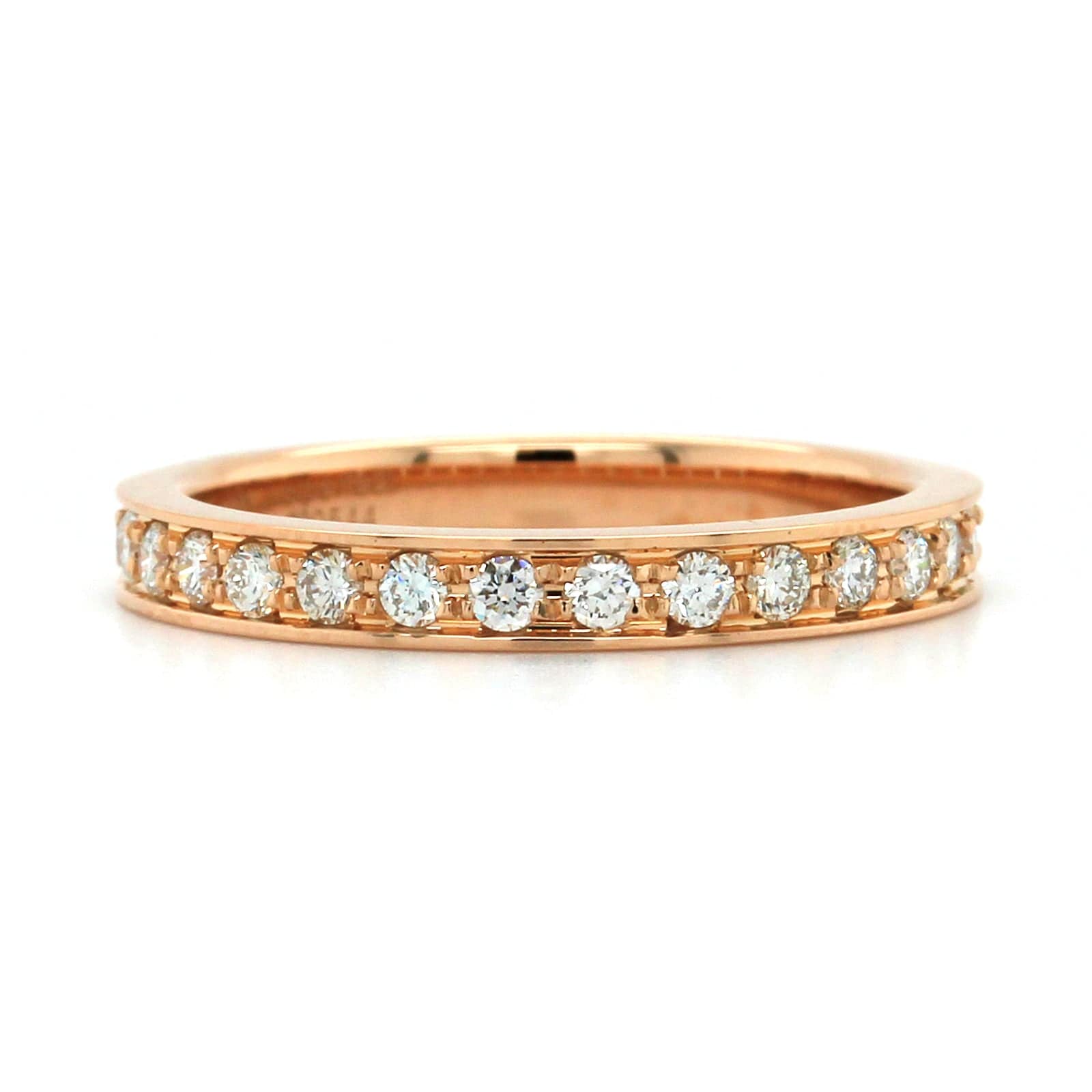 18K Rose Gold Flat Sides Diamond Band