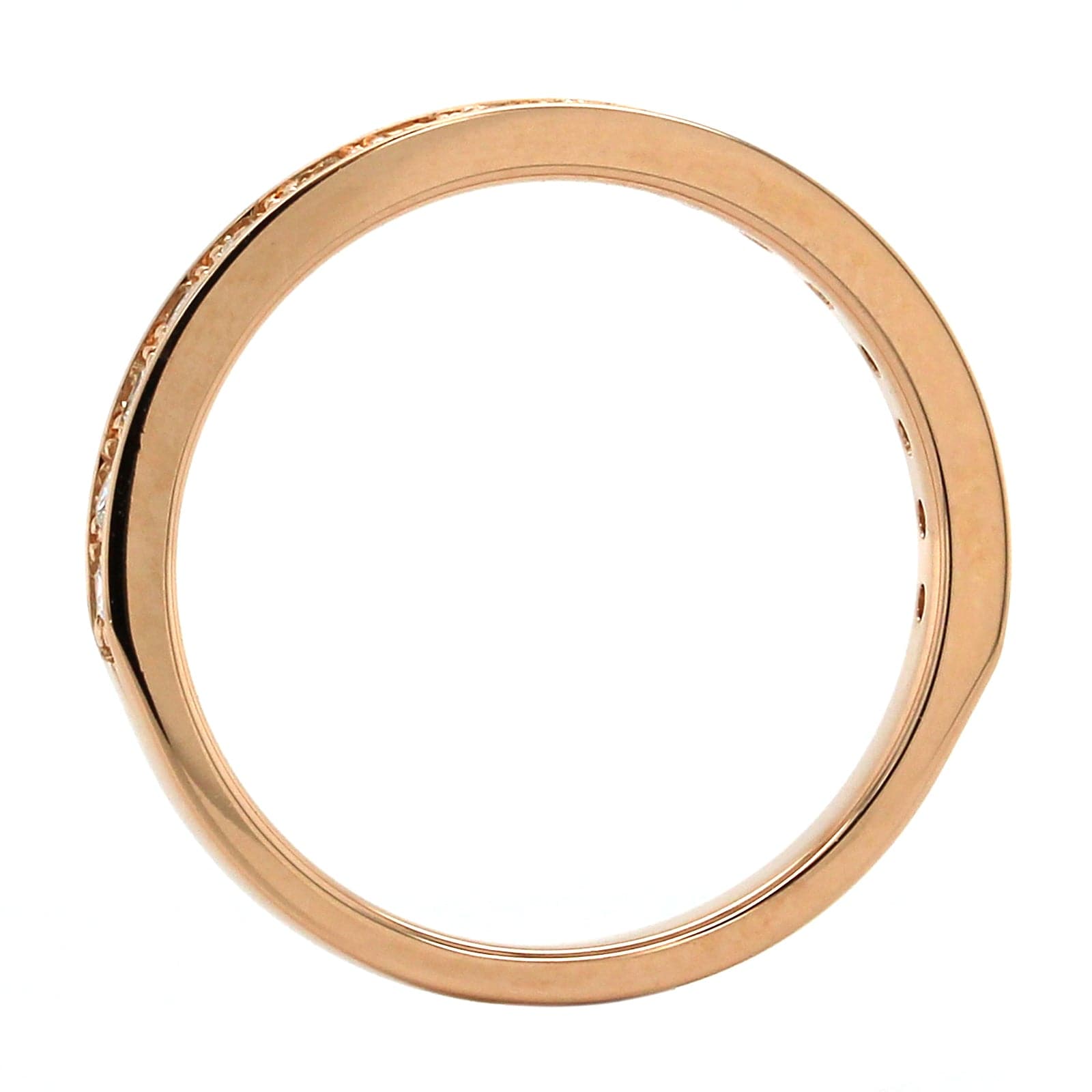 18K Rose Gold Flat Sides Diamond Band