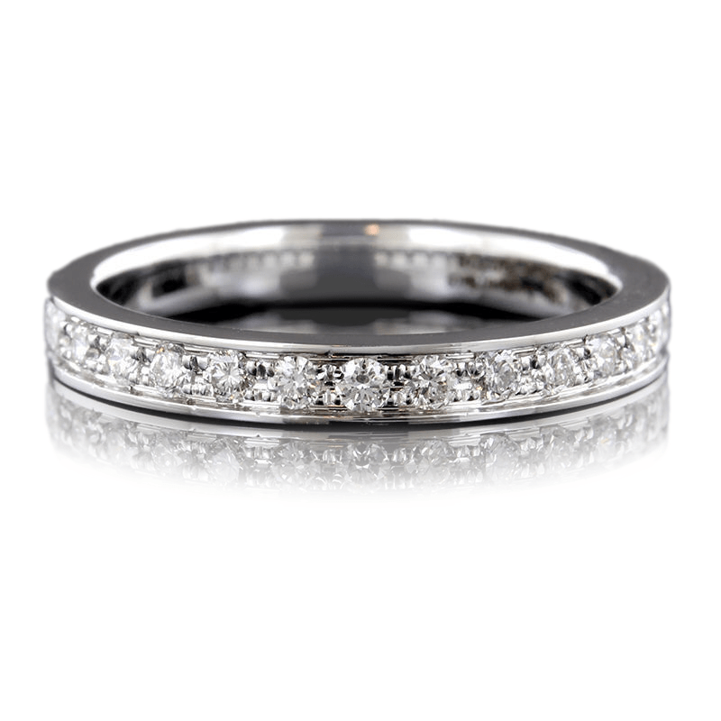 18K White Gold Flat Sides Diamond Band