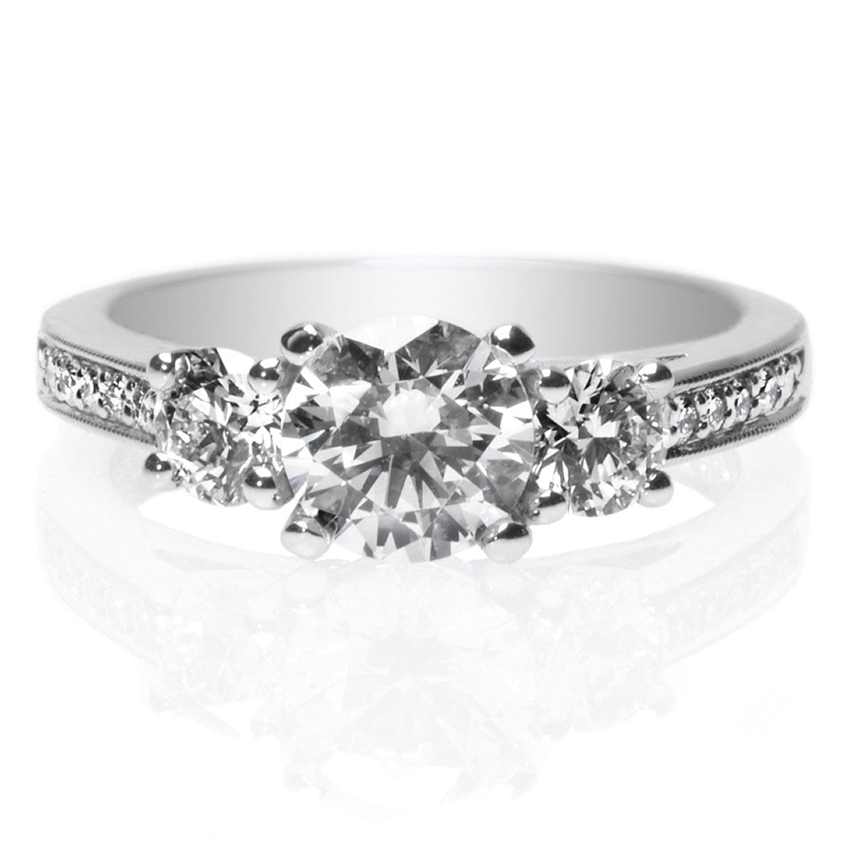 Platinum Three Stone Channel Set Diamond Engagement Ring