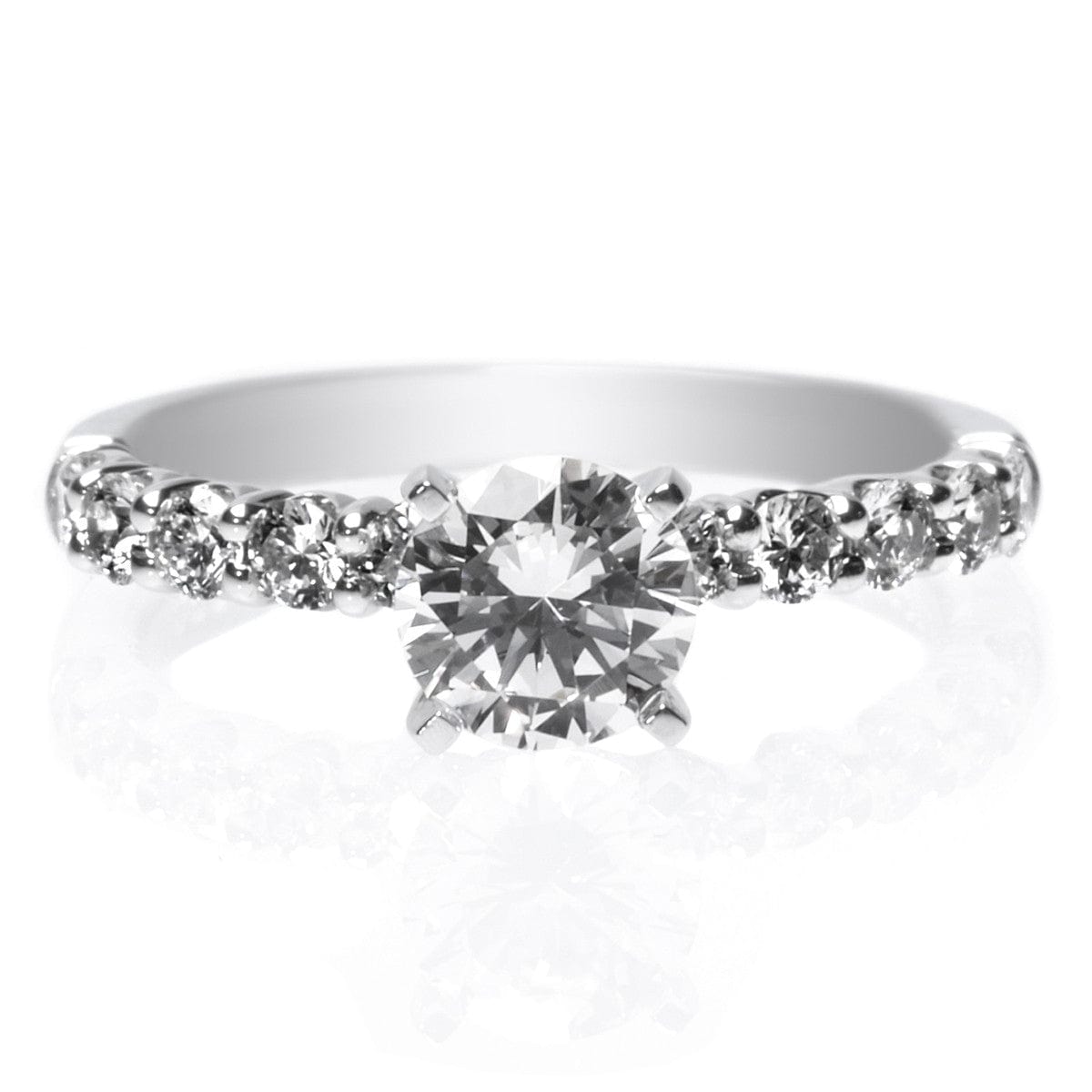 Platinum Solitaire Ten Stone Diamond Engagement Ring