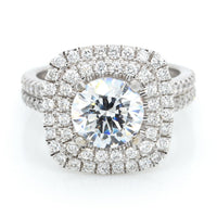 18K White Gold Double Halo Engagement Ring