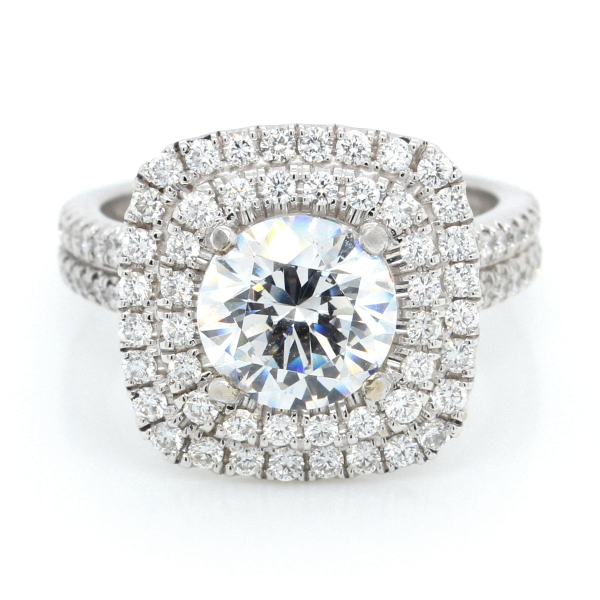 18K White Gold Double Halo Engagement Ring