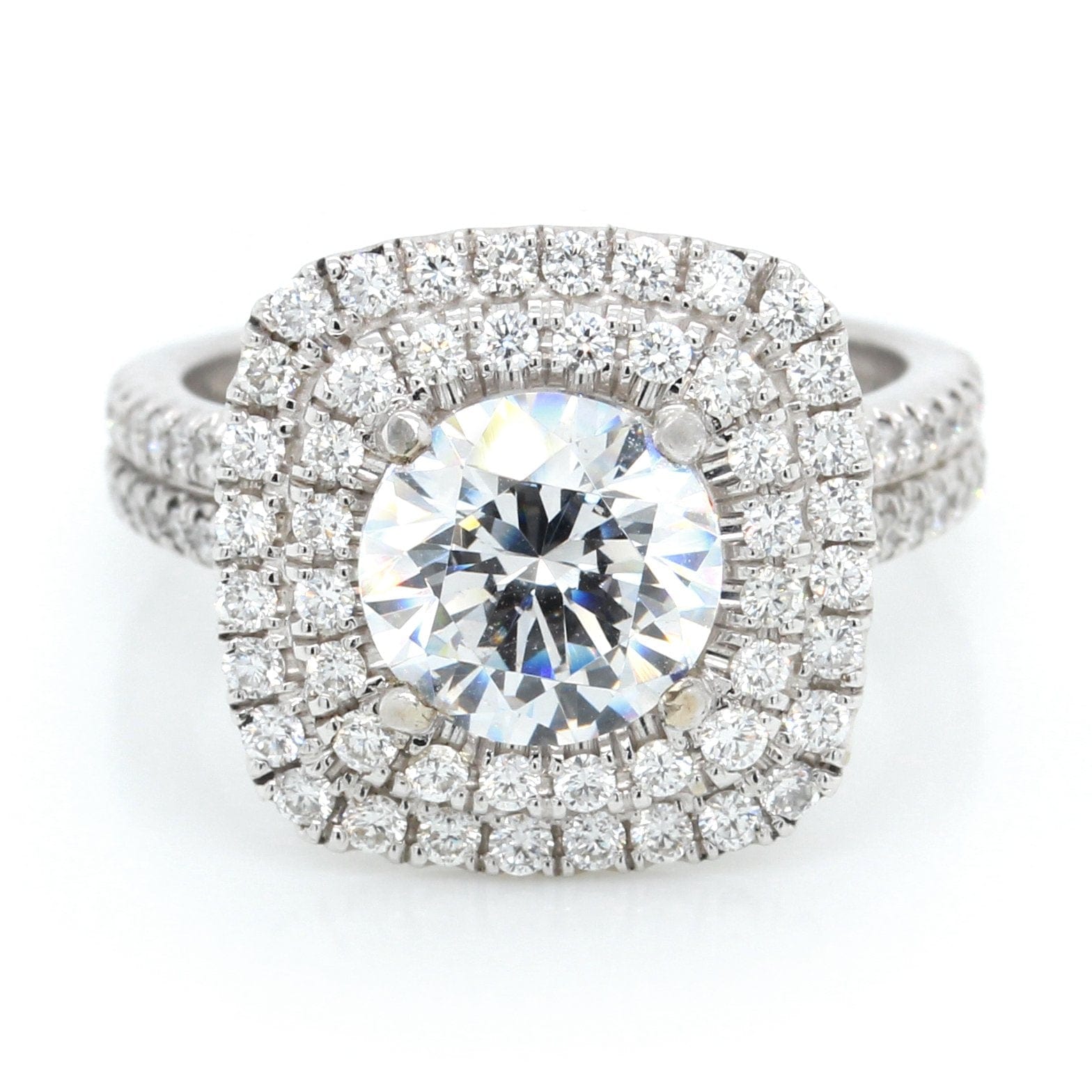18K White Gold Double Halo Engagement Ring