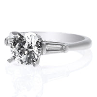 Platinum Solitaire Engagement Ring Setting with Tapered Baguettes