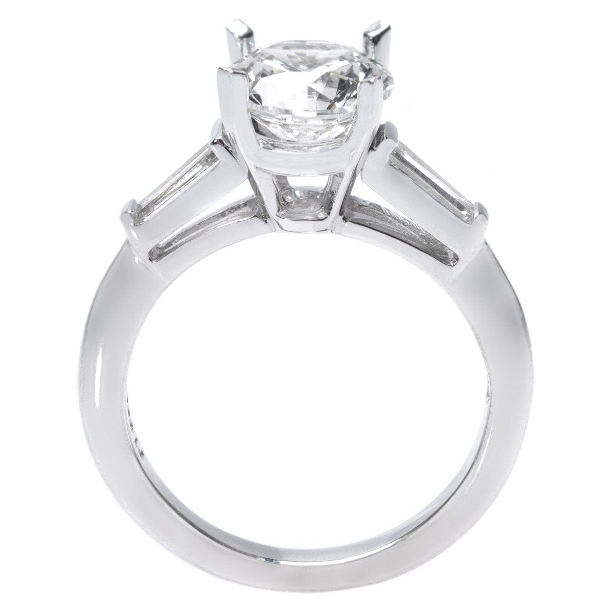 Platinum Solitaire Engagement Ring Setting with Tapered Baguettes