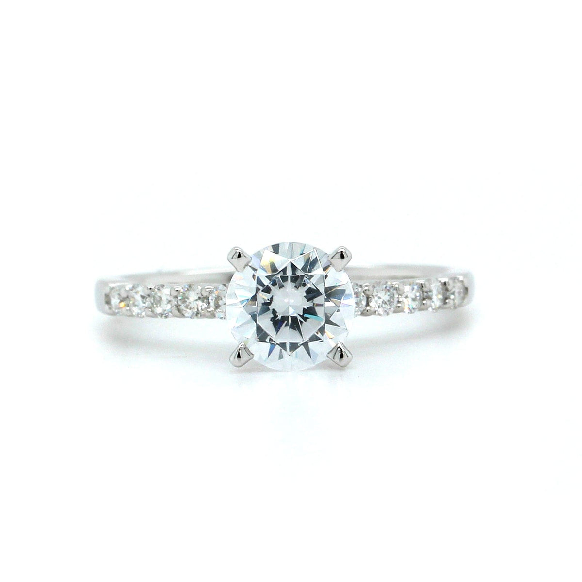 Platinum 4-Prong 10-Stone Engagement Ring Setting
