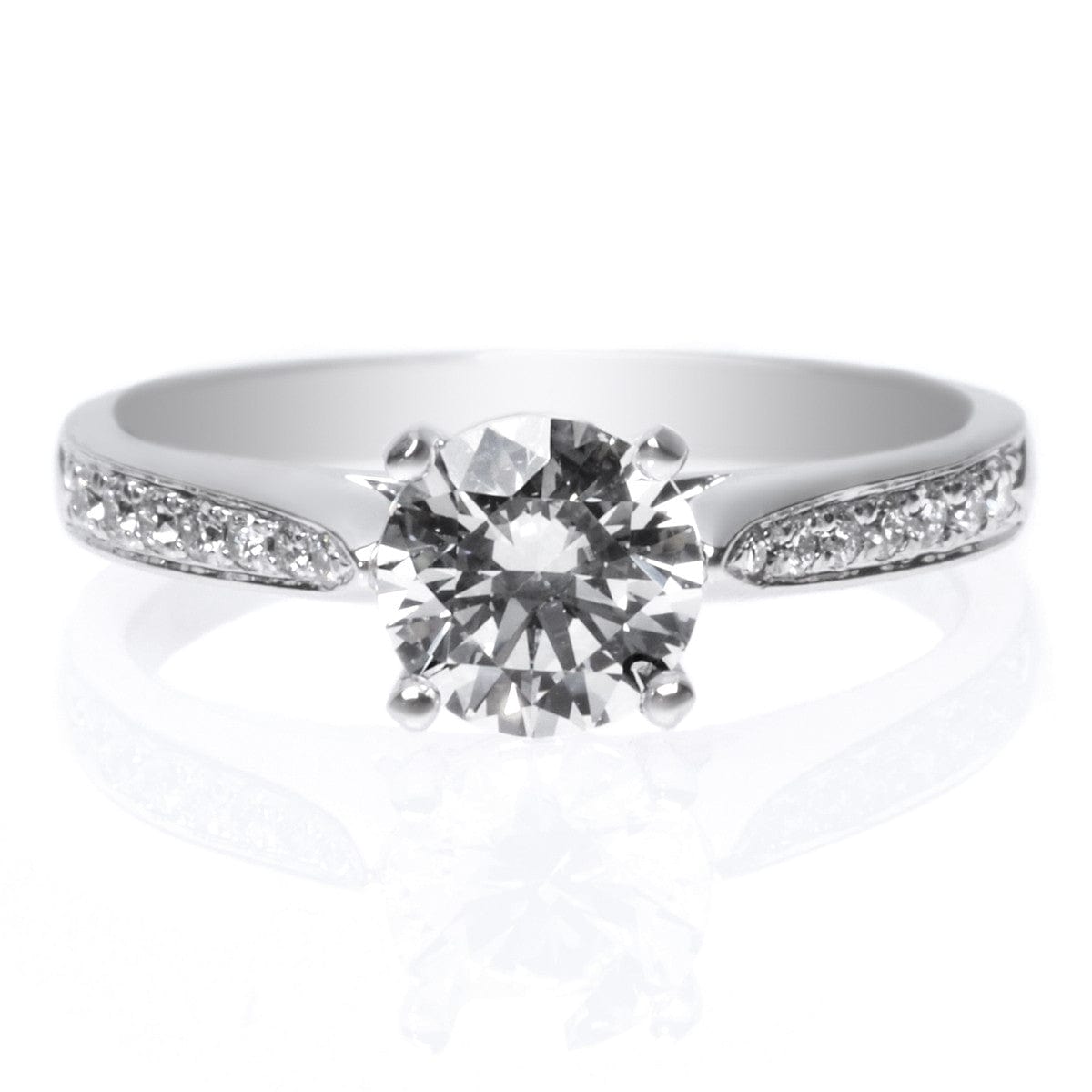 Platinum Channel Set 14 Stone Diamond Engagement Ring