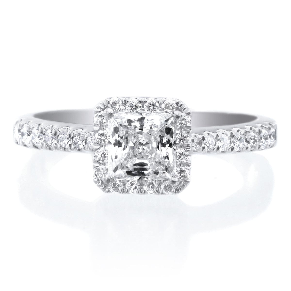 Platinum Princess Cut Halo Polished Engagement Ring Setting