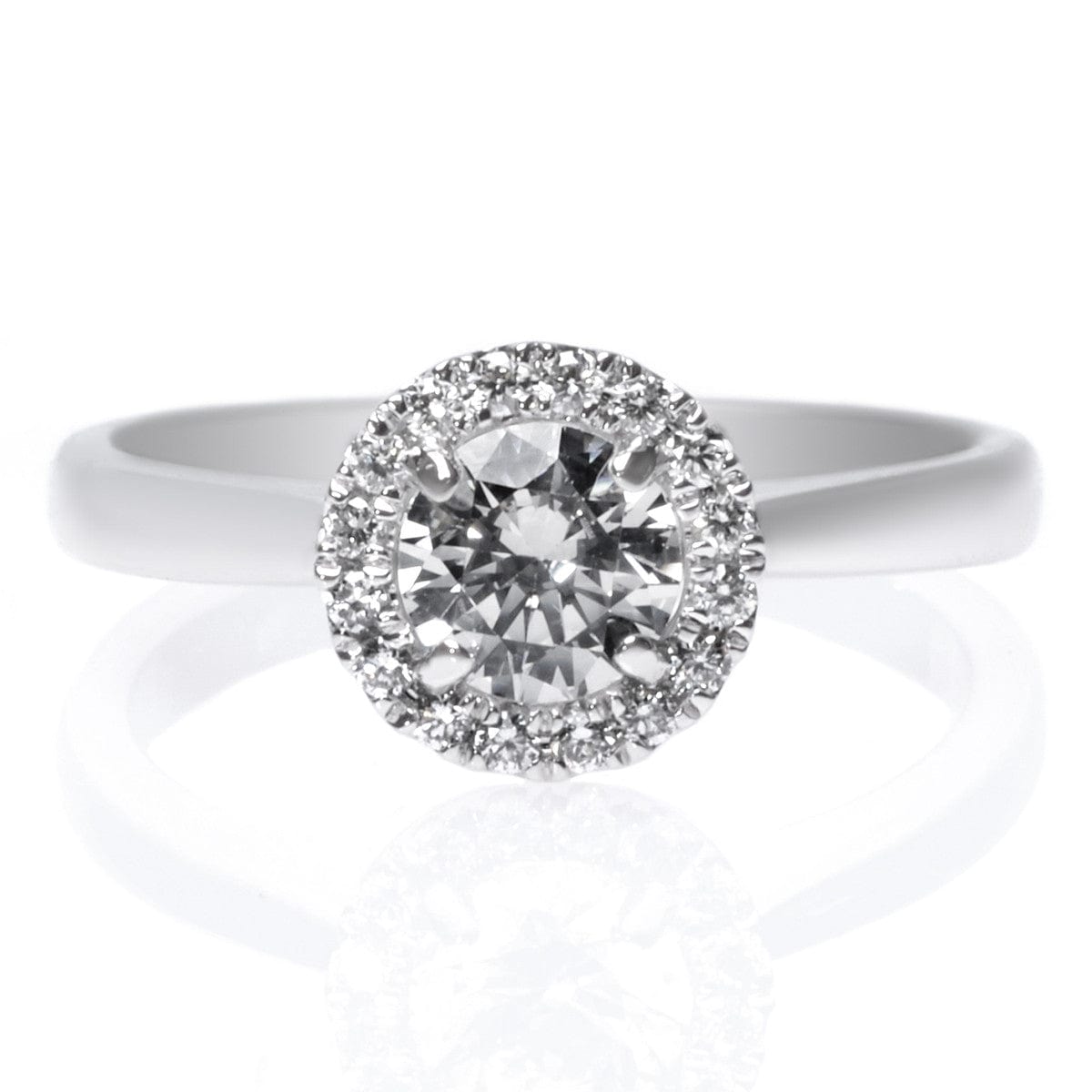 Platinum Polished Pave Diamond Halo Engagement Ring