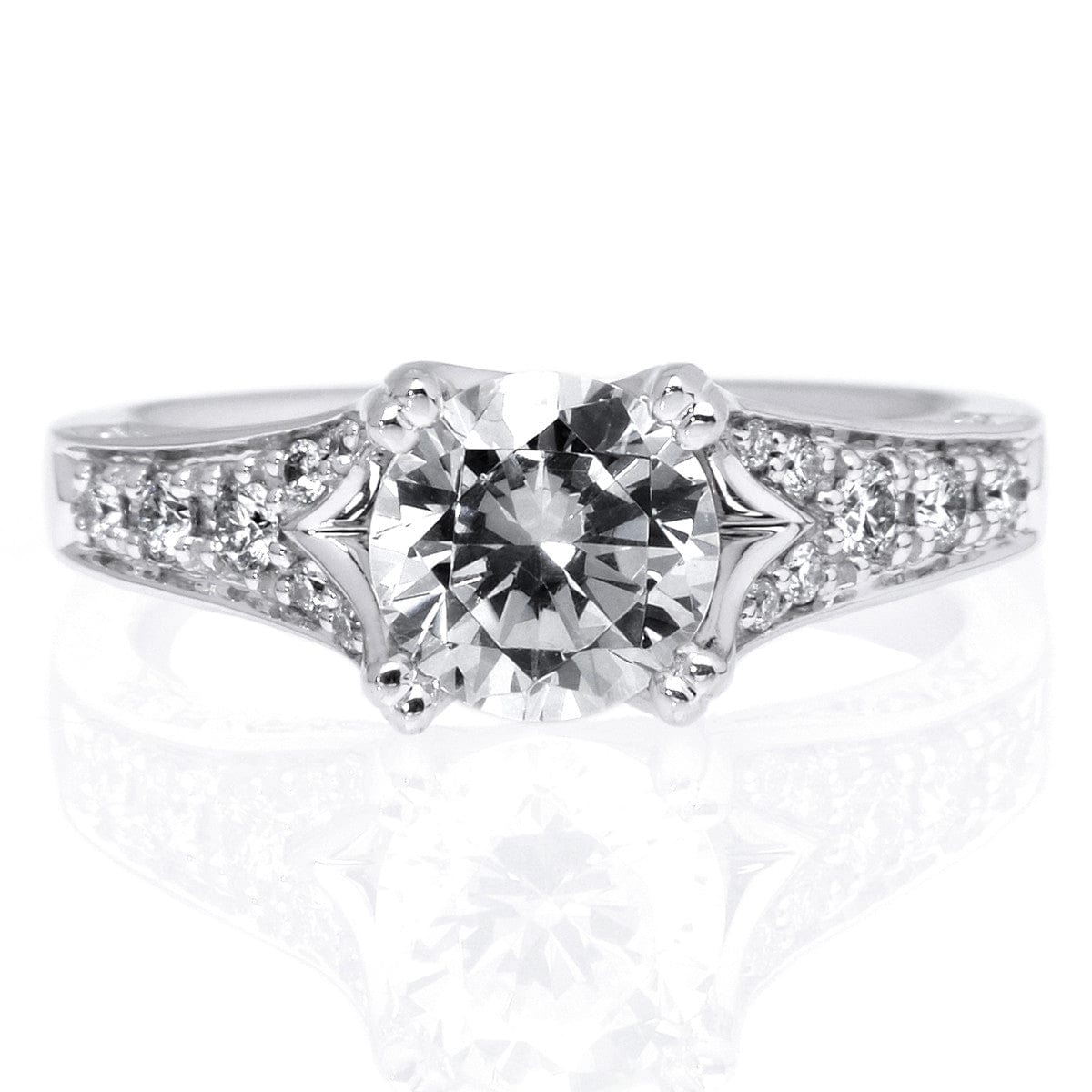 Platinum Round V Shank Engagement Ring Setting