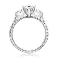 18K White Gold Six Prong Three Stone Diamond Engagement Ring
