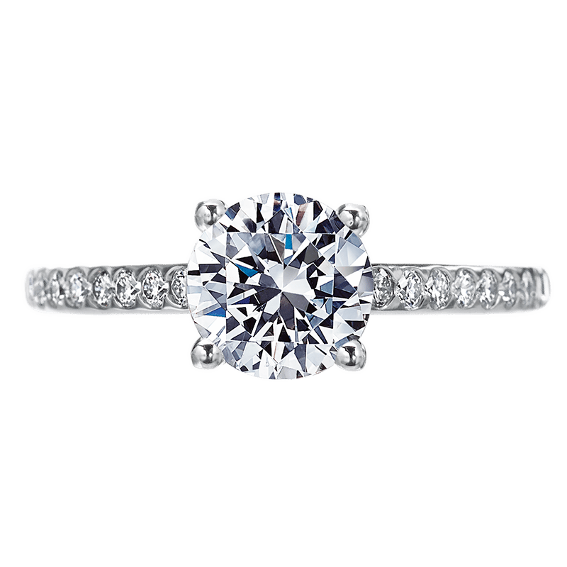 Smooth Halfway Channel Four Prong Platinum Ring