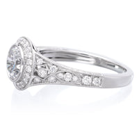 18K White Gold Vintage Bezel-Set Engagement Ring Setting