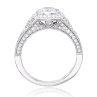 18K White Gold Vintage Bezel-Set Engagement Ring Setting