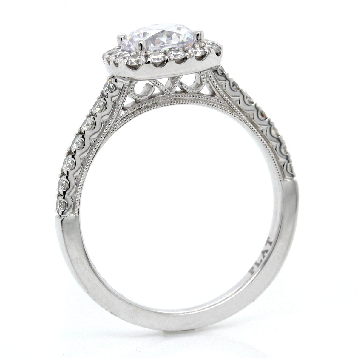Platinum Vintage Halo Engagement Ring Setting