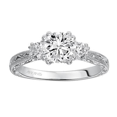 18K White Gold 3 Stone Engagement Ring Setting