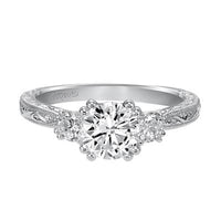 18K White Gold 3 Stone Engagement Ring Setting