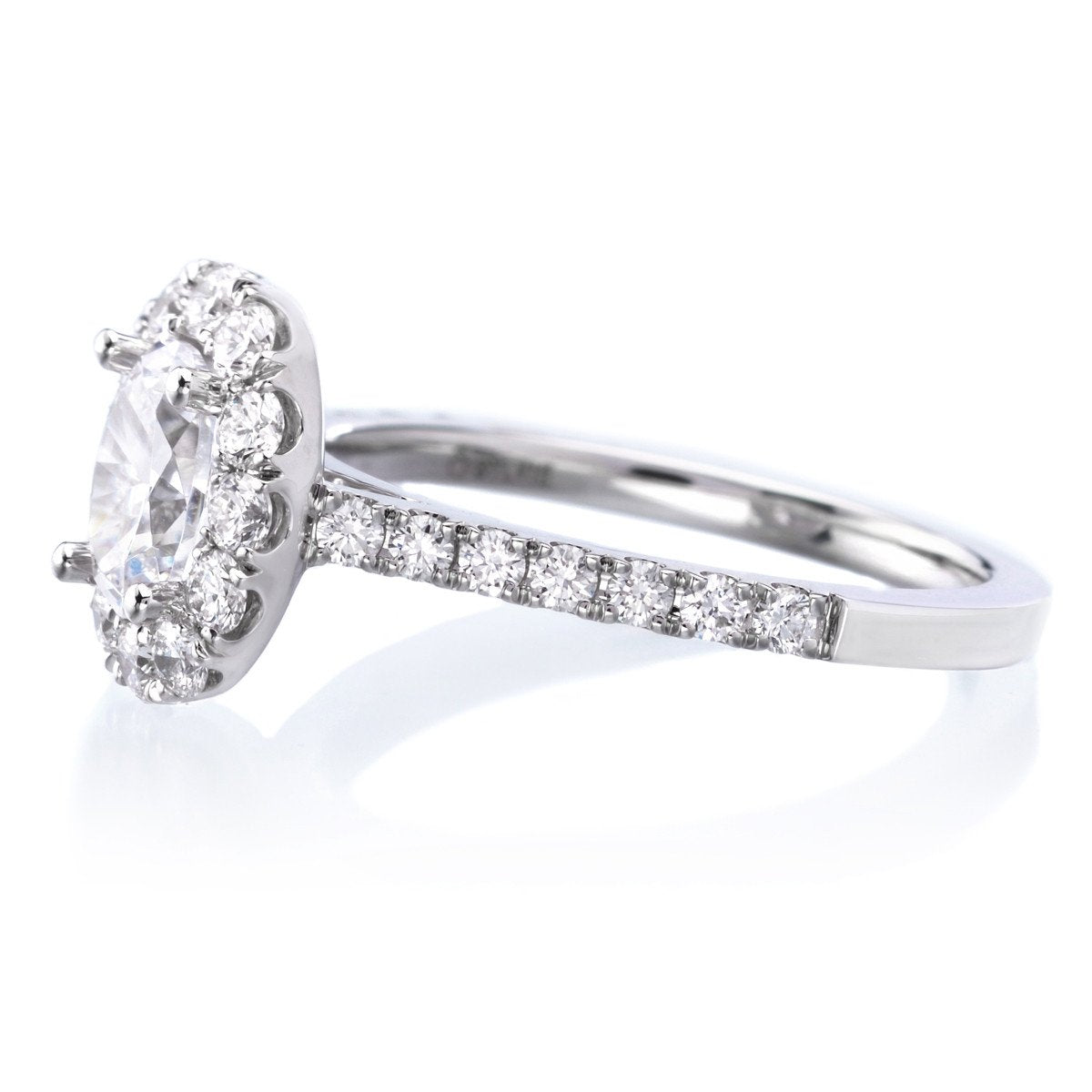 14K White Gold Classic Oval Halo Engagement Ring Setting