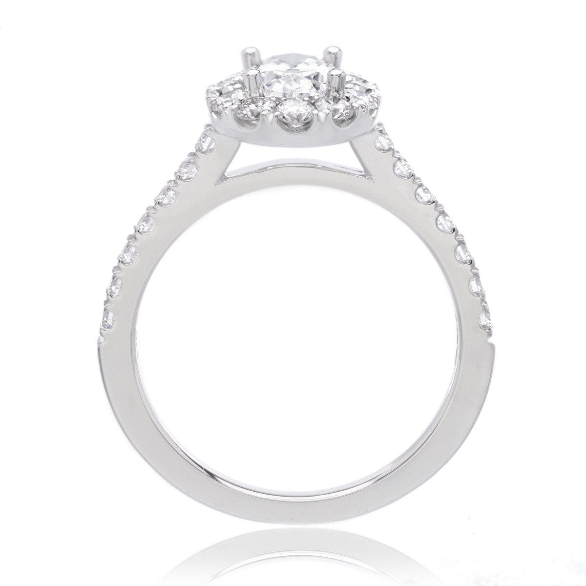 14K White Gold Classic Oval Halo Engagement Ring Setting