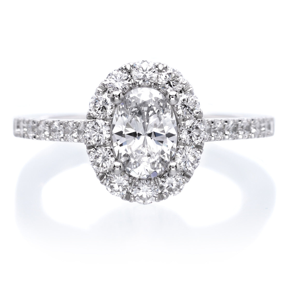 Classic Oval Halo Diamond Engagement Ring