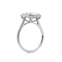 18K White Gold Emerald Cut Diamond Halo Engagement Ring Setting
