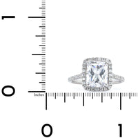 18K White Gold Emerald Cut Diamond Halo Engagement Ring Setting