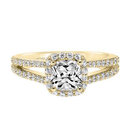 18K Yellow Gold Diamond Halo Engagement Ring