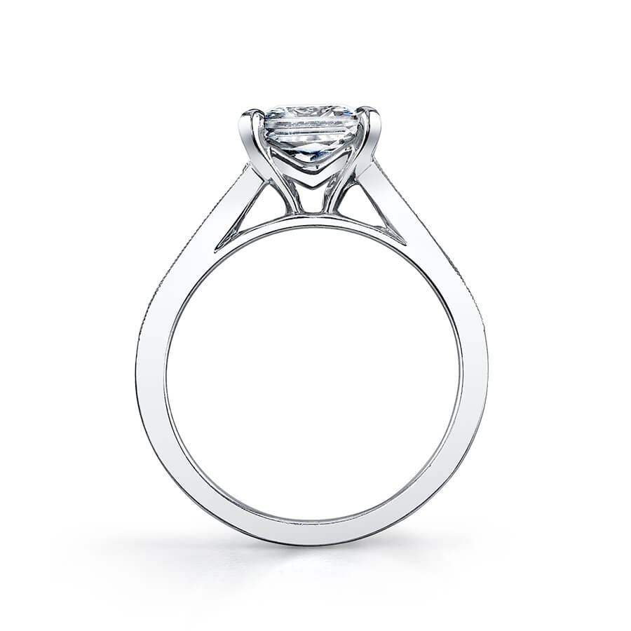 18K White Gold Baguette Diamond Engagement Ring Setting
