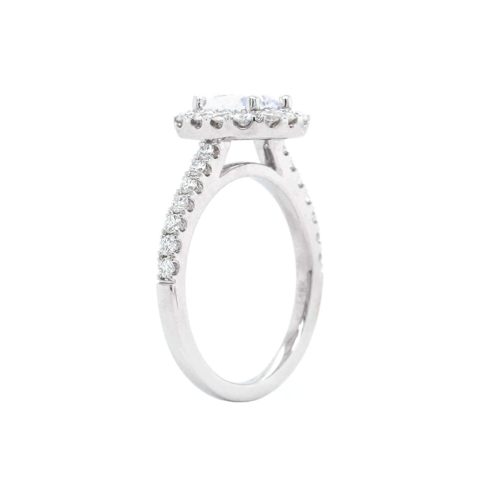 18K White Gold Diamond Halo Engagement Ring Setting