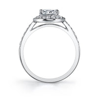 18K White Gold Vintage Halo Milgrain Engagement Ring Setting