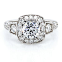 18K White Gold Cushion Halo Engagement Ring