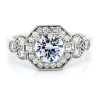 18K White Gold Diamond Halo Engagement Ring