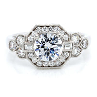 18K White Gold Diamond Halo Engagement Ring