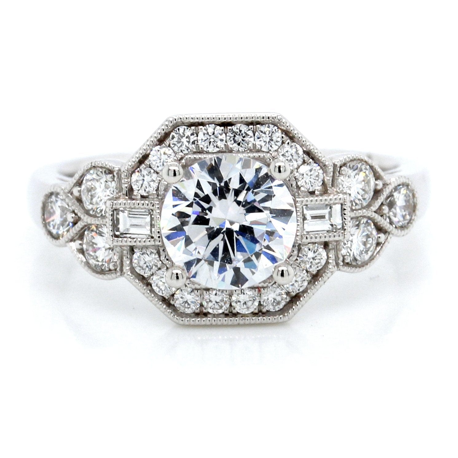 18K White Gold Diamond Halo Engagement Ring