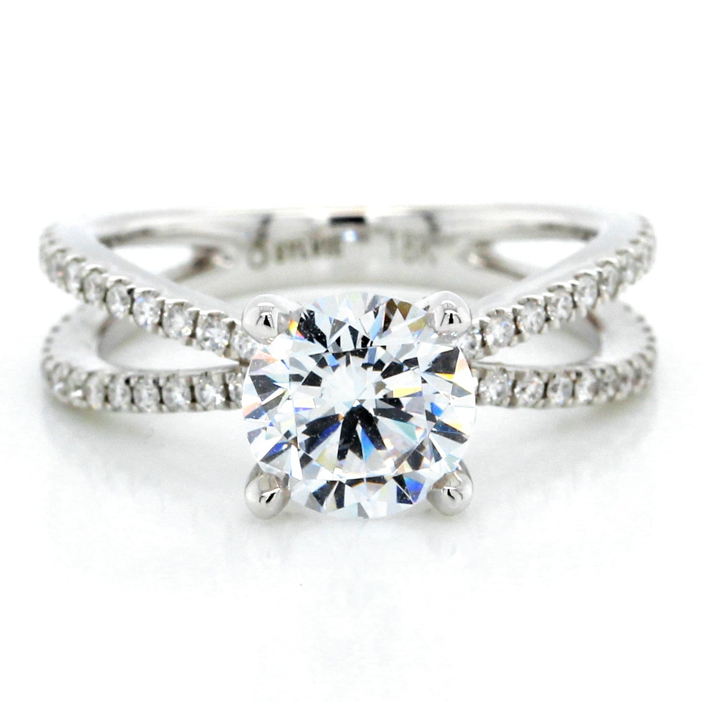 18K White Gold Double Shank Engagement Ring Setting