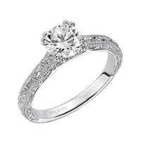 18K White Gold Vintage Milgrain Engagement Ring Setting