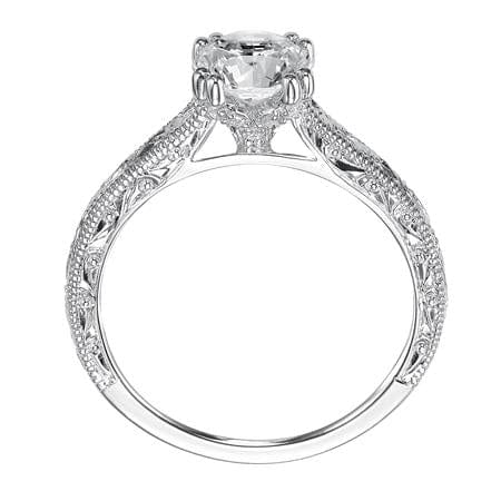 18K White Gold Vintage Milgrain Engagement Ring Setting