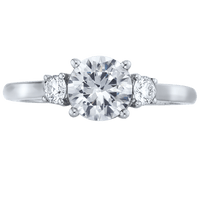 Platinum Three Stone Round Center Diamond Engagement Ring