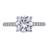 Platinum Halfway Round Center Diamond Engagement Ring