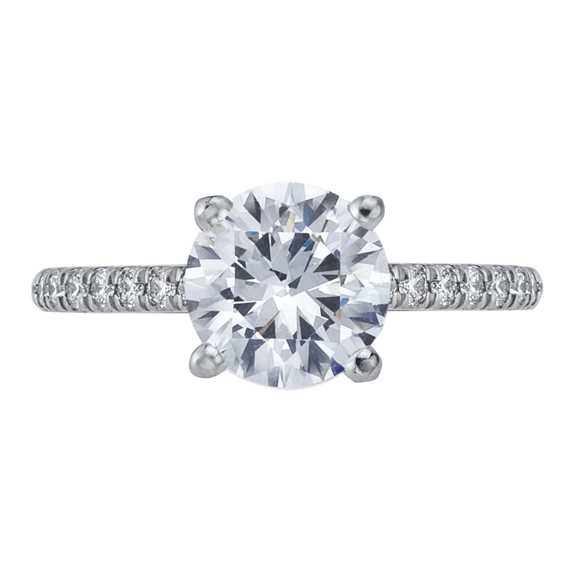 Platinum Halfway Round Center Diamond Engagement Ring