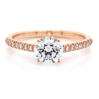 18K Rose Gold Halfway Round Center Diamond Engagement Ring