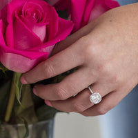 Platinum Cushion Pave Halo Engagement Ring Setting
