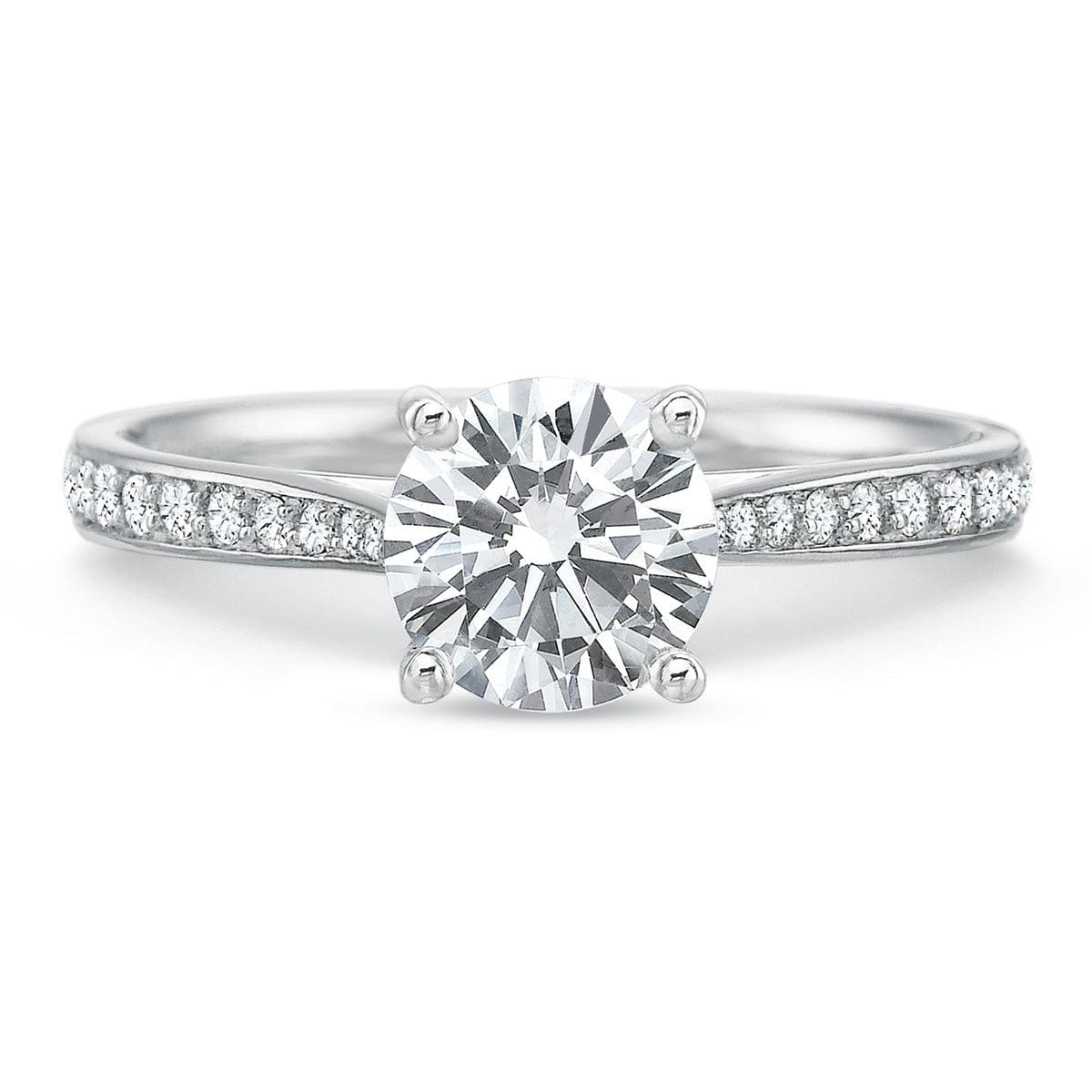 Platinum New Aire Bead Set 4 Prong Engagement Ring Setting