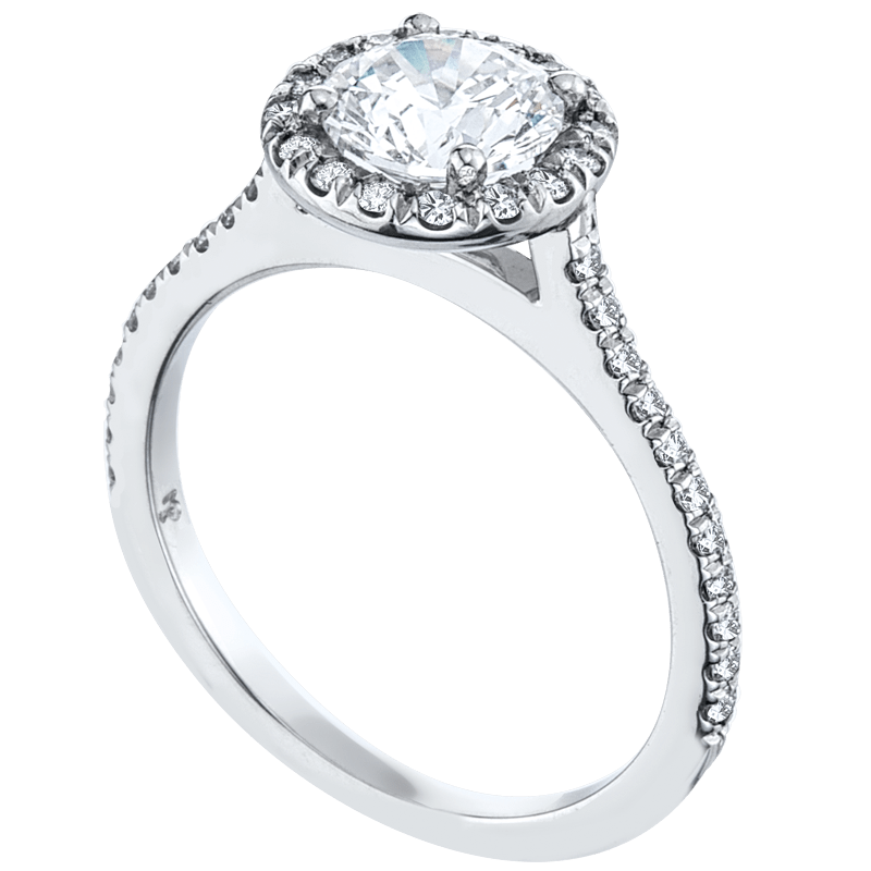 Platinum Halo Pave Engagement Ring Setting