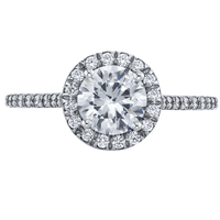 Platinum Halo Pave Halfway Diamond Engagement Ring