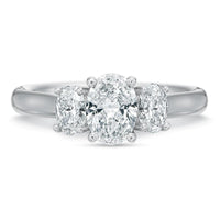Platinum New Flush Fit 3 Stone Oval Engagement Ring Setting