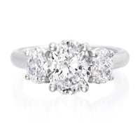 Platinum Three-Stone Oval Engagement Ring Setting