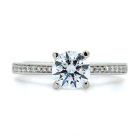 Platinum Bead Set Milgrain Diamond Engagement Ring Setting, Long's Jewelers