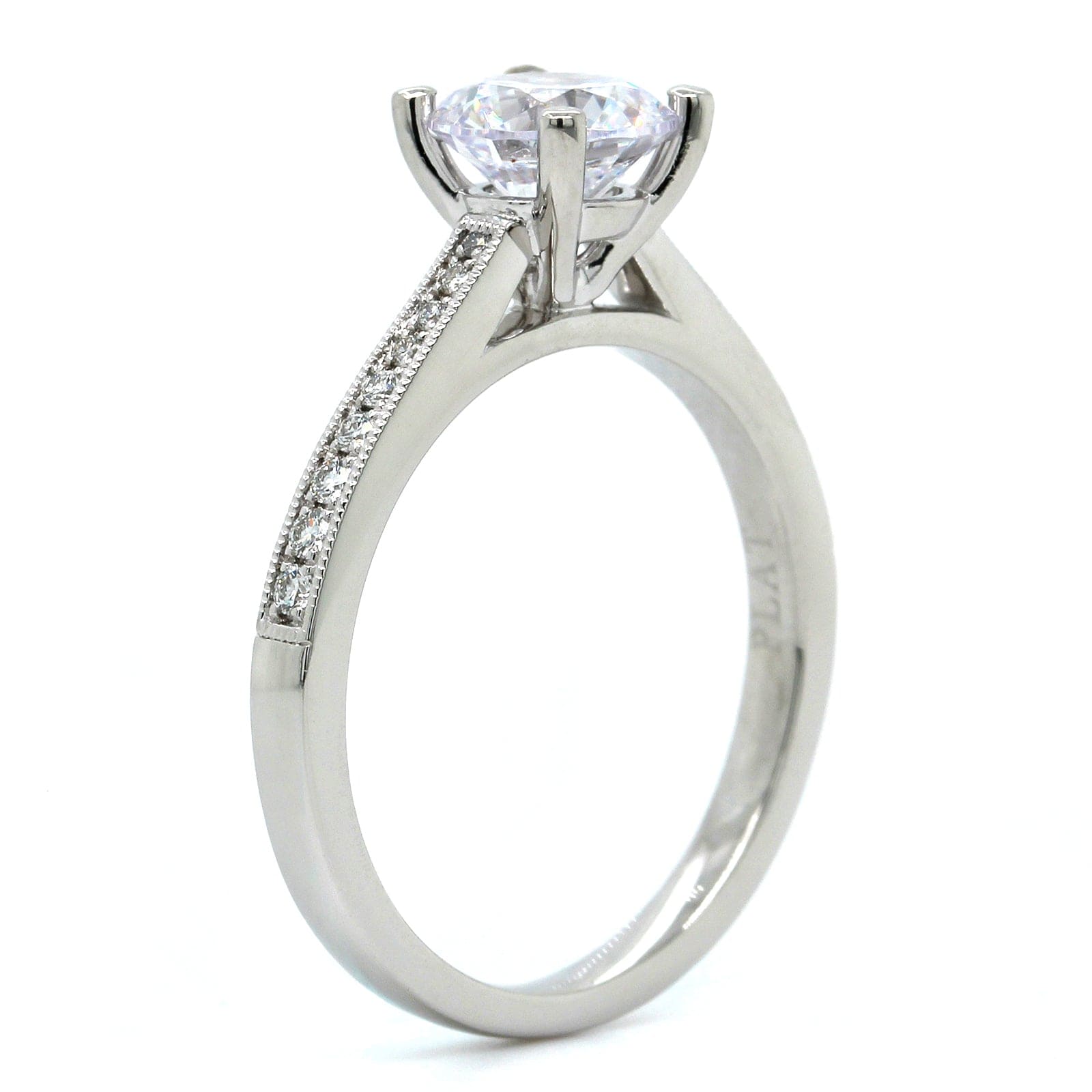 Platinum Bead Set Milgrain Diamond Engagement Ring Setting – Long's ...